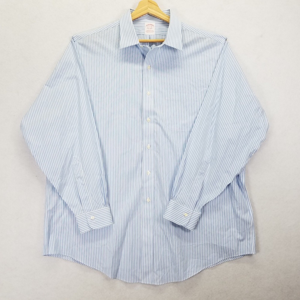 Brooks Brothers Traditional Fit Non Iron Shirt Men Sz 17.5-35 Striped